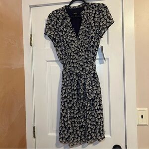 #99 MSK NAVY & CREAM FLORAL DRESS SIZE 14
